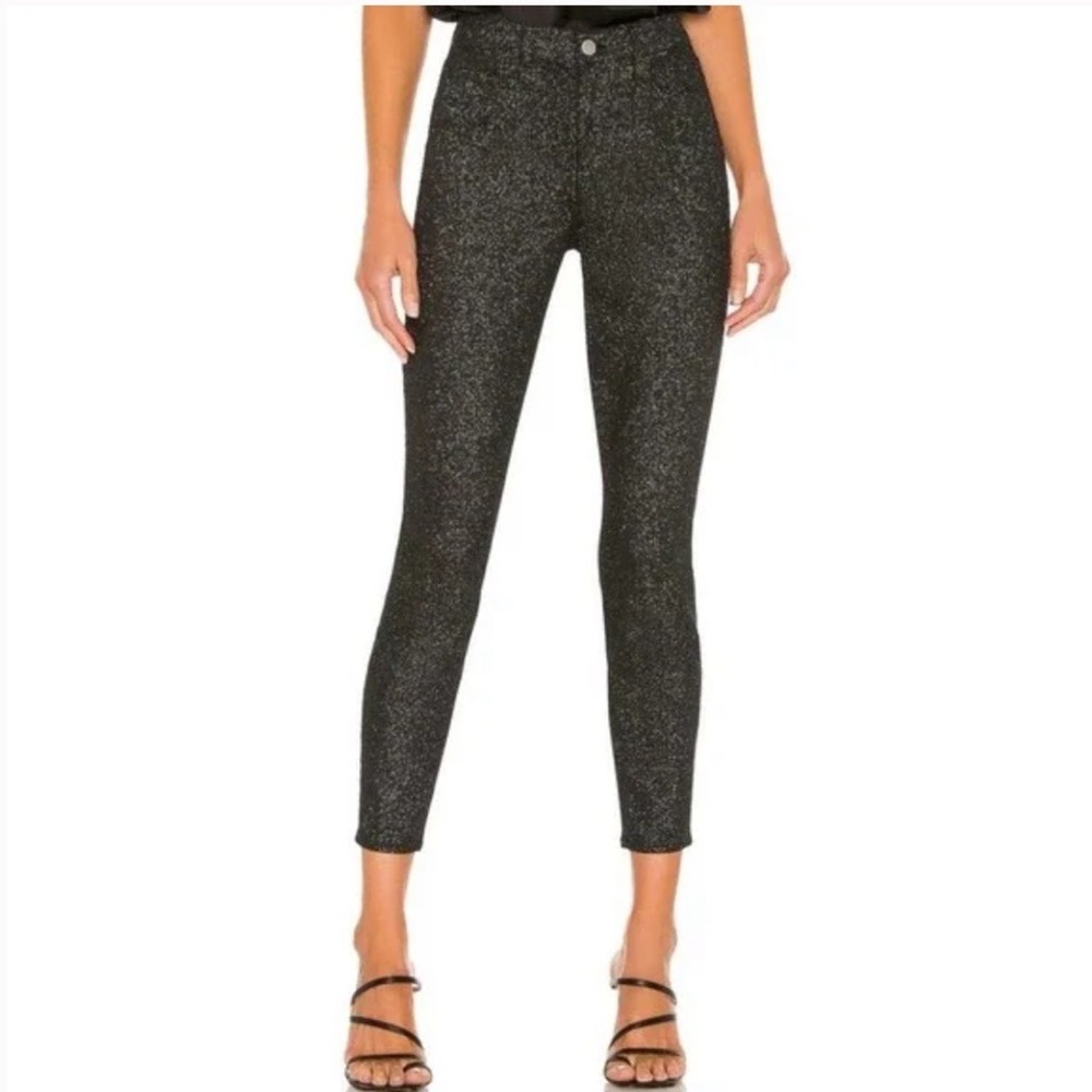 L'AGENCE Womens Margot Skinny Jeans 27 Black Silver Check‎ High Rise Cropped